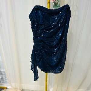 Elegant Navy Sequin Mini Dress